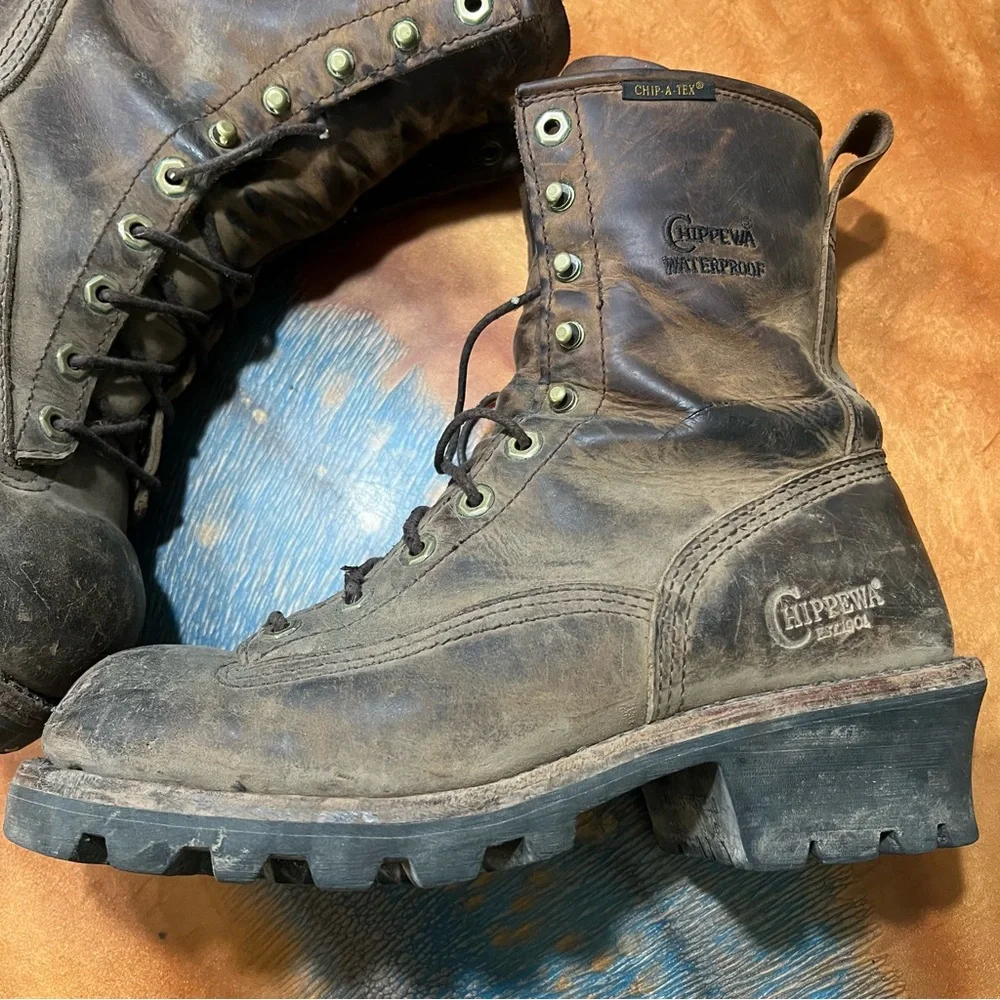 Chippewa Paladin 8”  Waterproof Logger Brown Boots Size 8.5 M 73100 Steel Toe
